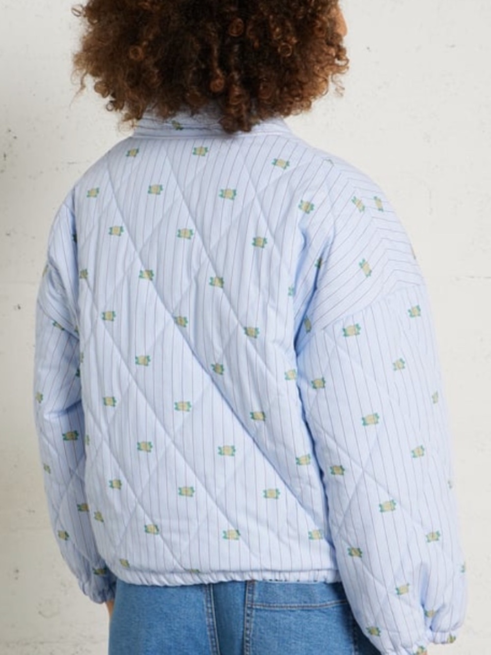 The Tiny Big Sister sz 36 oversized quilted cotton jacket floral mini flowers - Picture 2 of 7